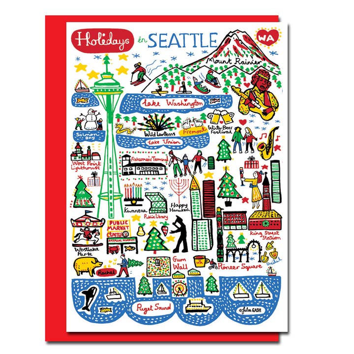 Holidays in Seattle Holiday Card for wholesale by Allport Editions