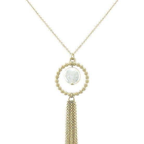 Halskæde - Guld perle skive i cirkel for engroshandel hos Flirt Jewelry