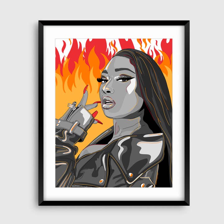Thee Stallion Portrait Fine Art Print for wholesale by Sammy Gorin LLC