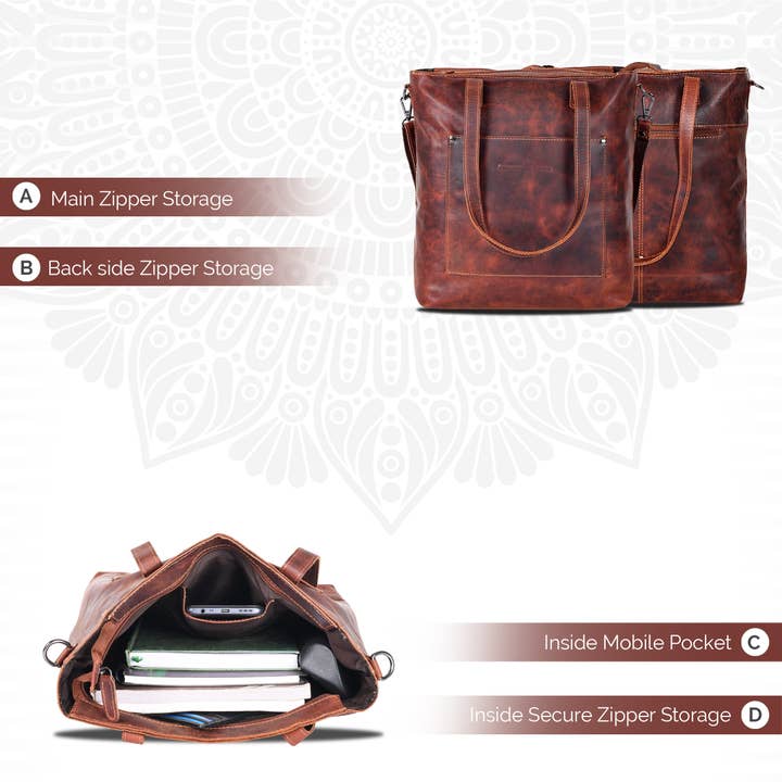 Greenwood Leather - Wholesale Tote Bag - Women's - Classic Leather Tote Bag Bunbury - GW202519