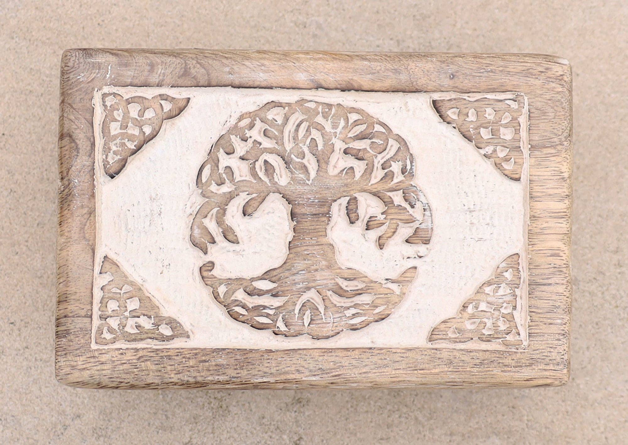 Lungta Imports – wholesale Jewellery box/organiser – Celtic Tree Of Life Hand Carved Jewelry Storage Keepsake Wooden Box15