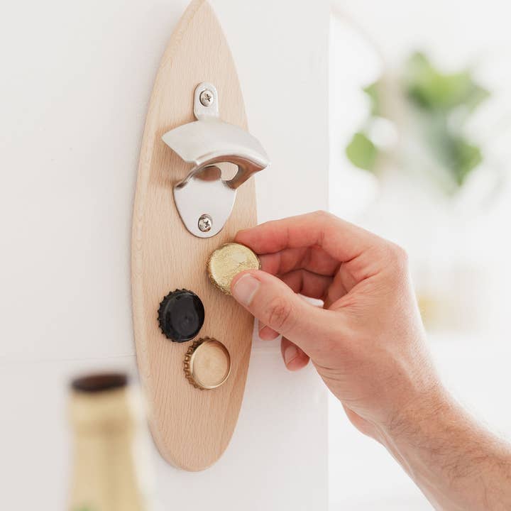 UBERSTAR - Wholesale Bottle/Wine Opener - Solid Wood Magnetic Surfboard Bottle Opener