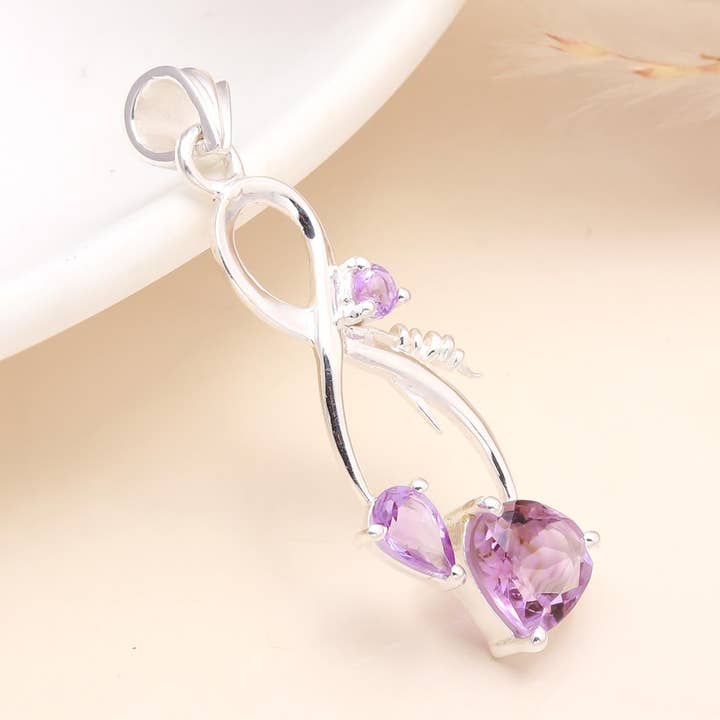 925 Sterling Silver Infinity Amethyst Pendant for wholesale by AG 925 JEWELLERY