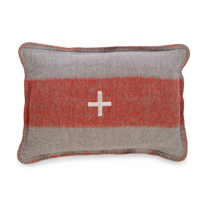 Swiss Army Pillow Cover Unstuffed 14X20 Grey/Orang for wholesale by Blue Ocean Traders