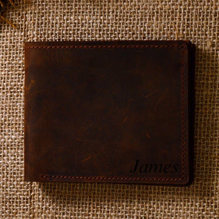 Craftivor – wholesale Wallet - Men’s – Personalized Leather Wallet Men, Engraved Leather Initials Custom Card Cash Holder Wallet1