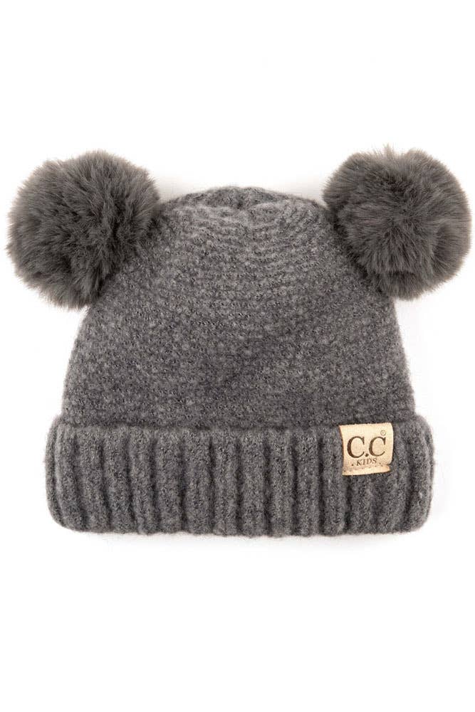 Hana - Wholesale Beanie - Kids - C.C Kids Hat with Double Pom Pom and Lining Inside0