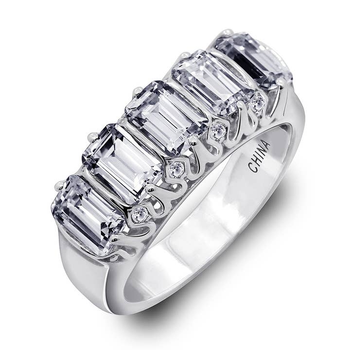 5-Stone Emerald Cut Band Ring for wholesale by Diamonbliss