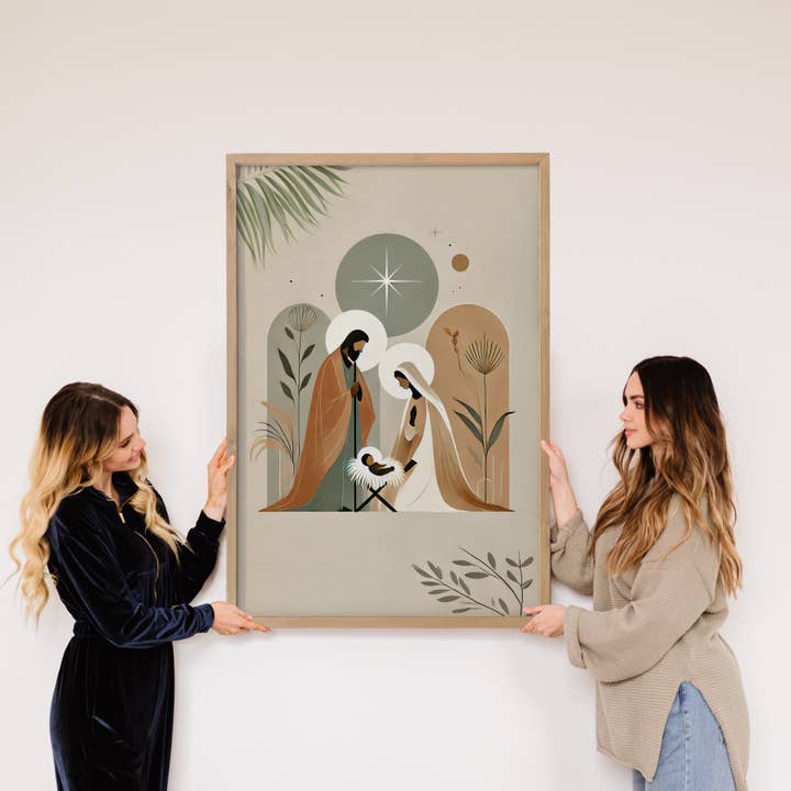 Hangout Home - Wholesale Art Print - Modern Boho Christmas Nativity Arches - Nativity Canvas Art3