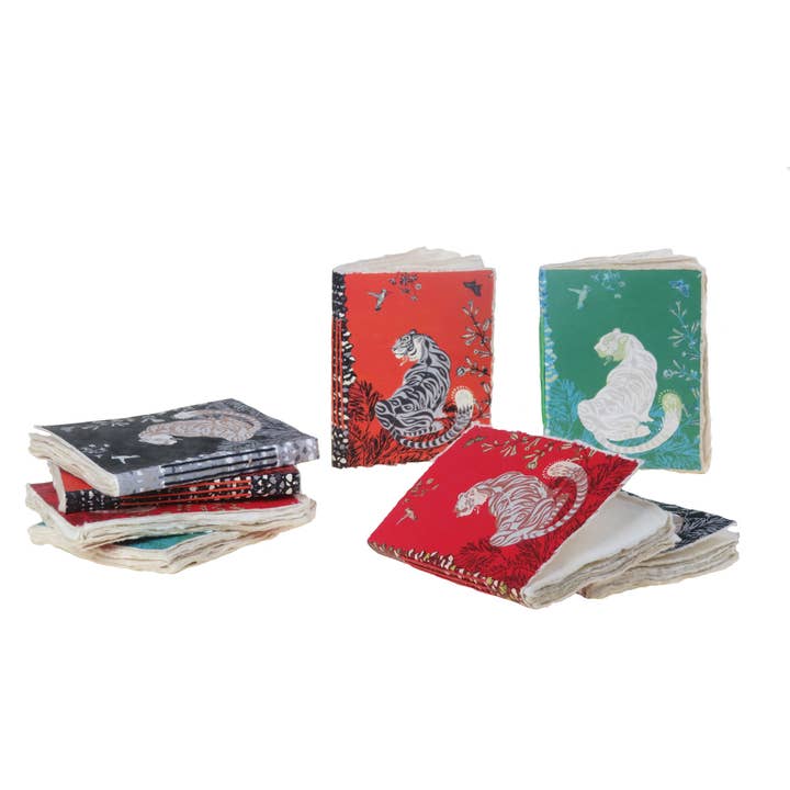 Epigram - Wholesale Notebook - Orange, red, tiger & palm tree pattern parchment notebook