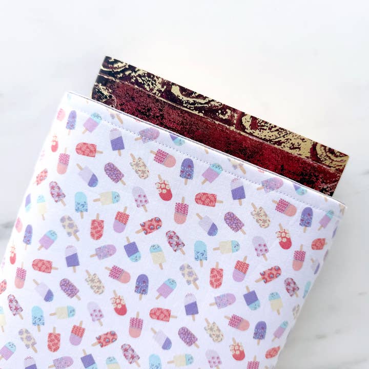 pillowhead designs - Wholesale Book cover - popsicles - padded book sleeve, book pouch1