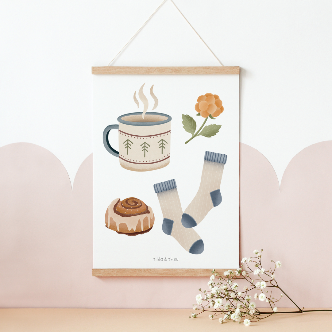 Tilda&Theo - Wholesale Poster - Poster Hygge Norway cozy art print cinnamon roll0