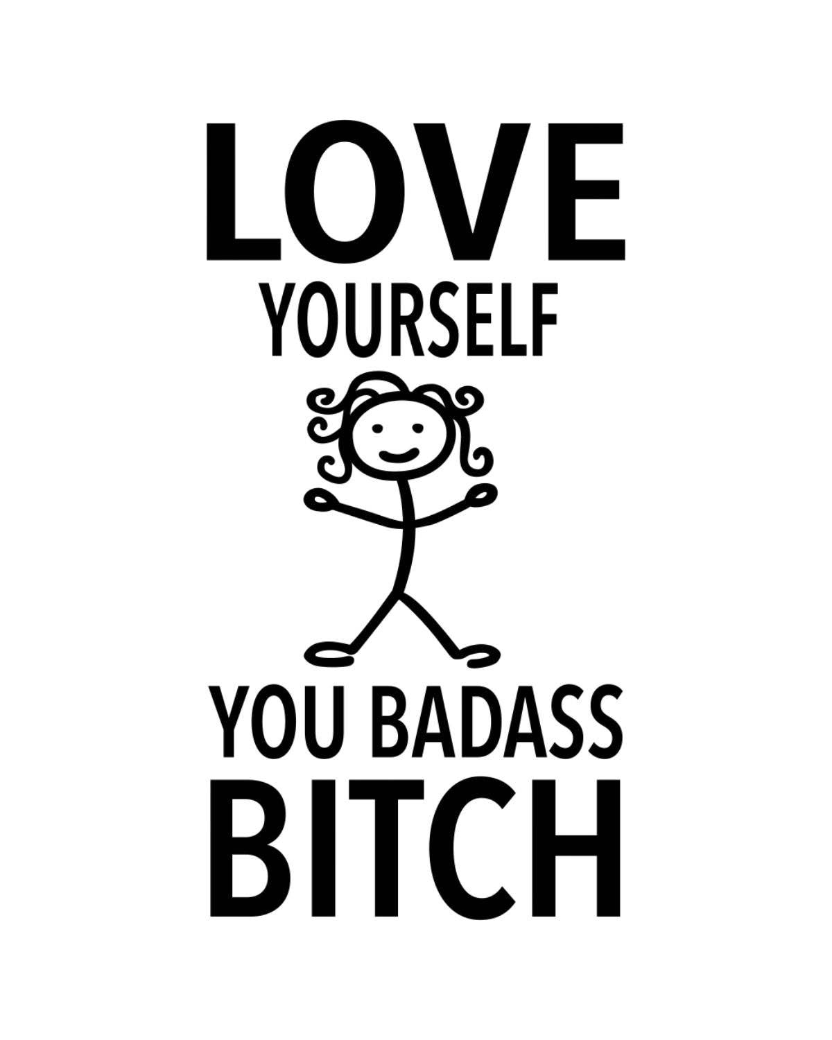 Fabdaz - Wholesale Tea Towel - “Love Yourself You Badass Bitch” - Hey Now™ Cotton Kitchen Towel2