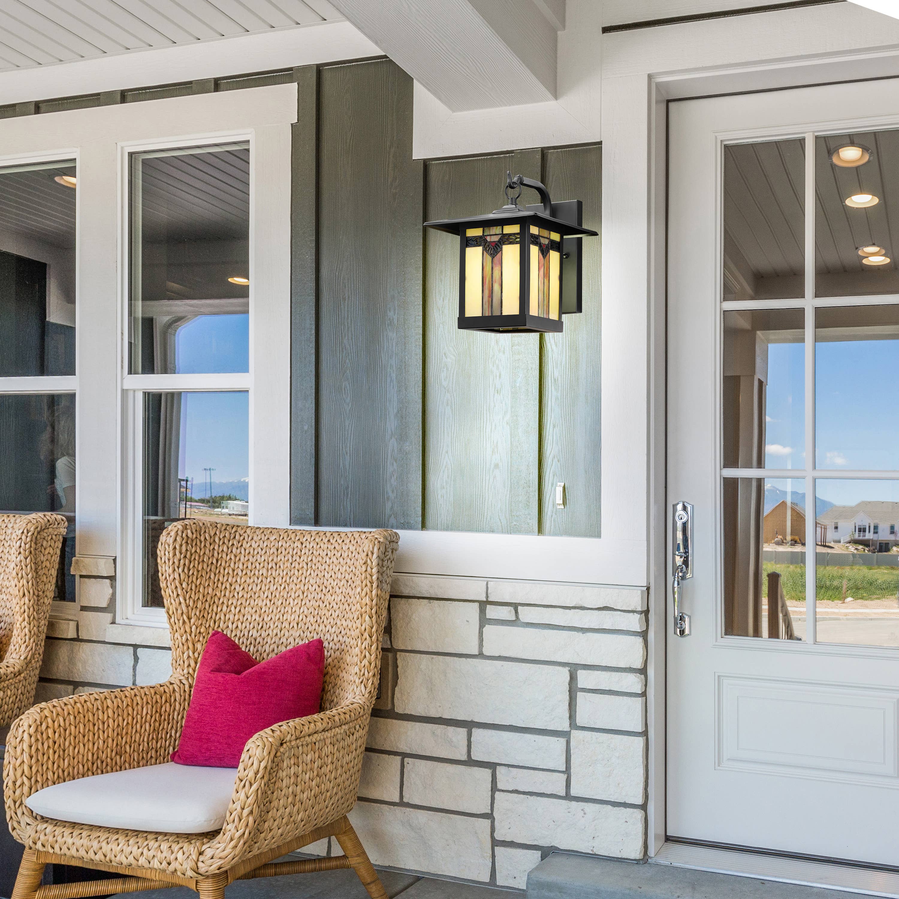 River of Goods - Wholesale Outdoor/Lawn Light - 11.75"H Louis Green Stained Glass Outdoor Light Fixture5