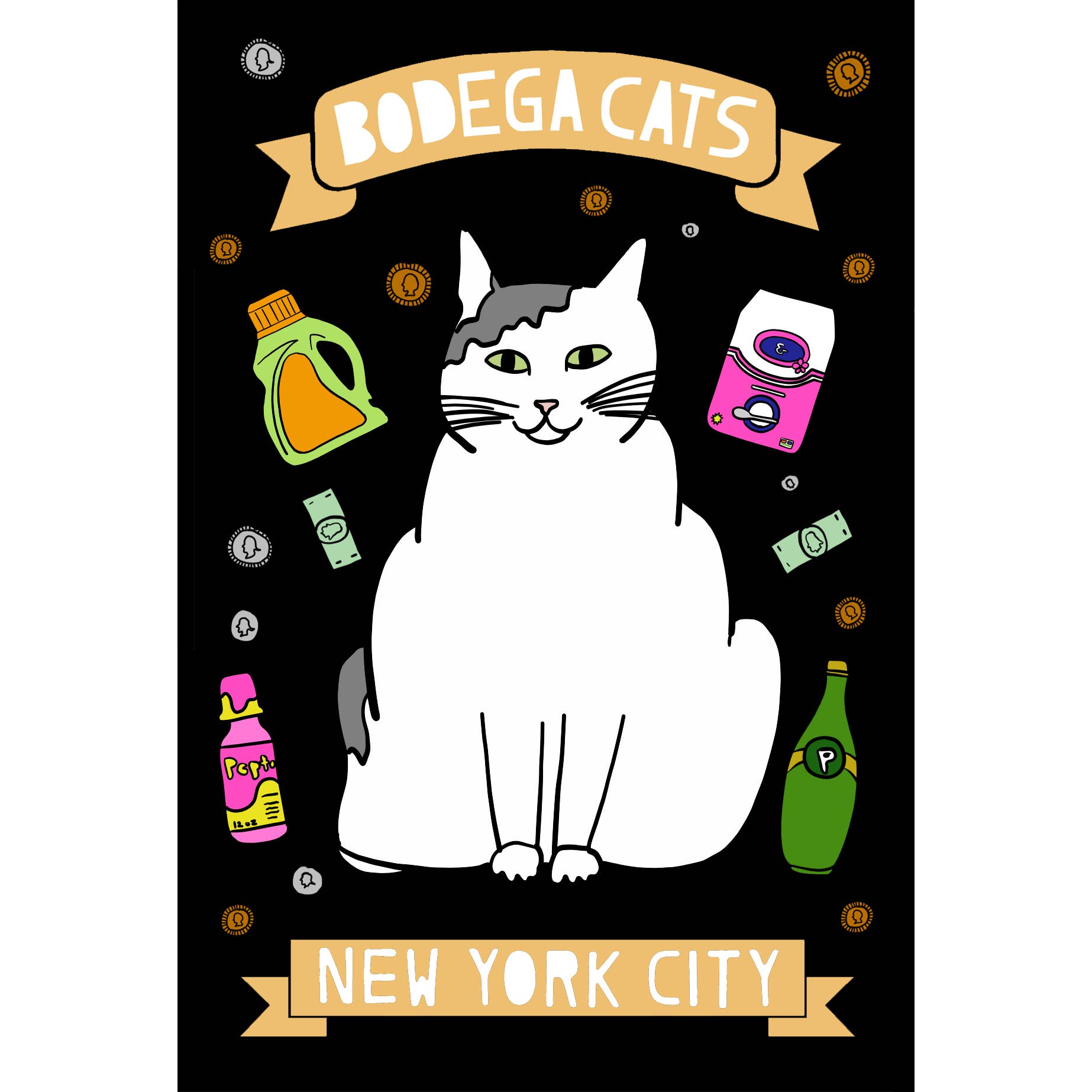 Made by Nilina - Wholesale Postcard - New York City Bodega Cat Postcard - Plump White Cat NY NYC0