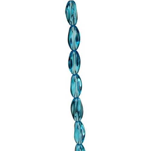 EHAWA - Wholesale Beads - Strand of glass beads, twisted 10x19mm, blue0