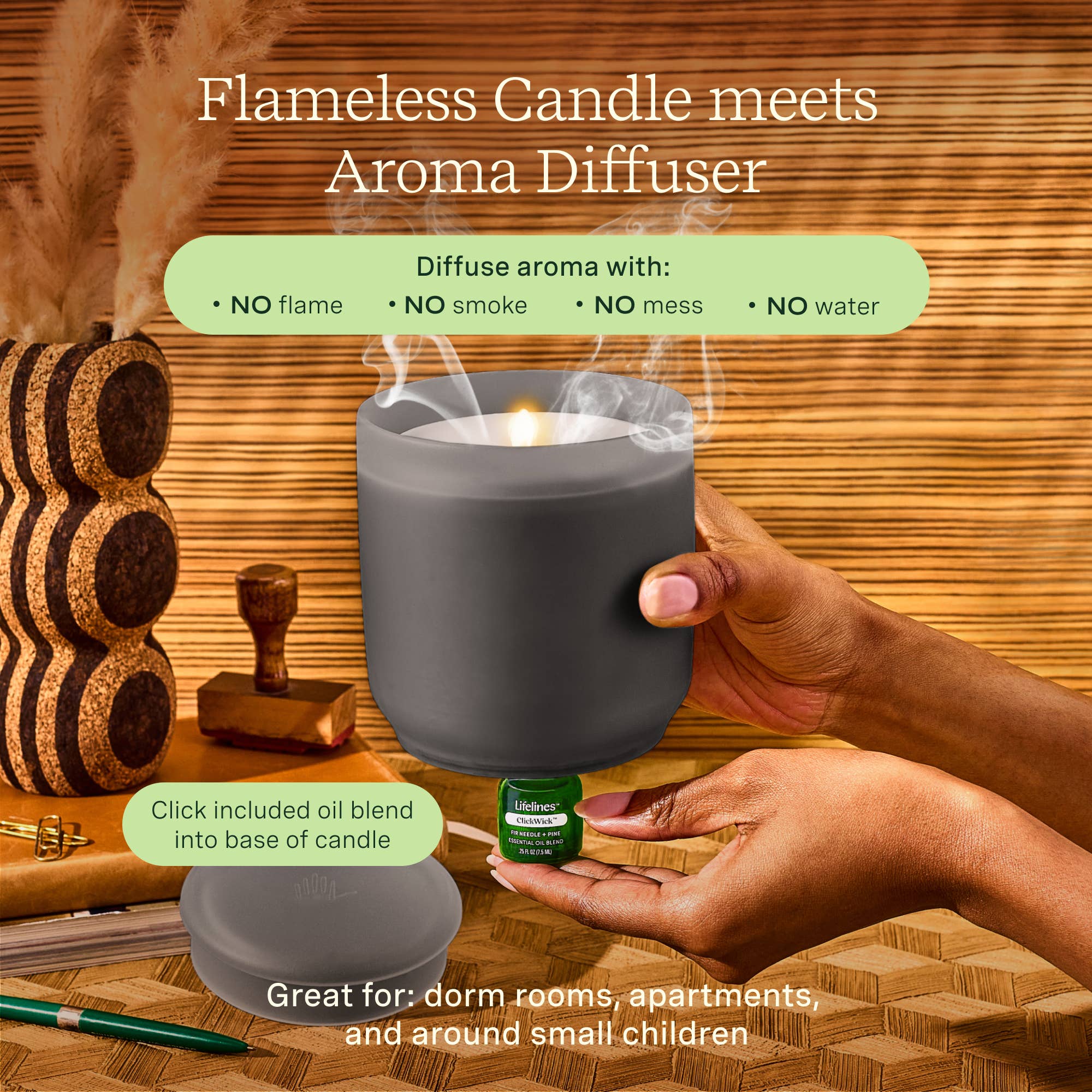 Lifelines - Wholesale Flameless Candle - Flameless Candle Diffuser -  Frosted Charcoal**SOLD OUT***1