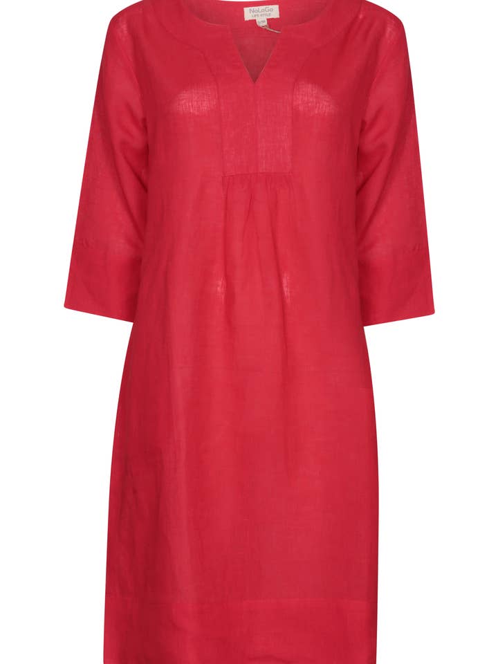 NoLoGo-chic - Wholesale Dress - Women's - Lifestyle Linen Tunic Dress Rosehip-Red