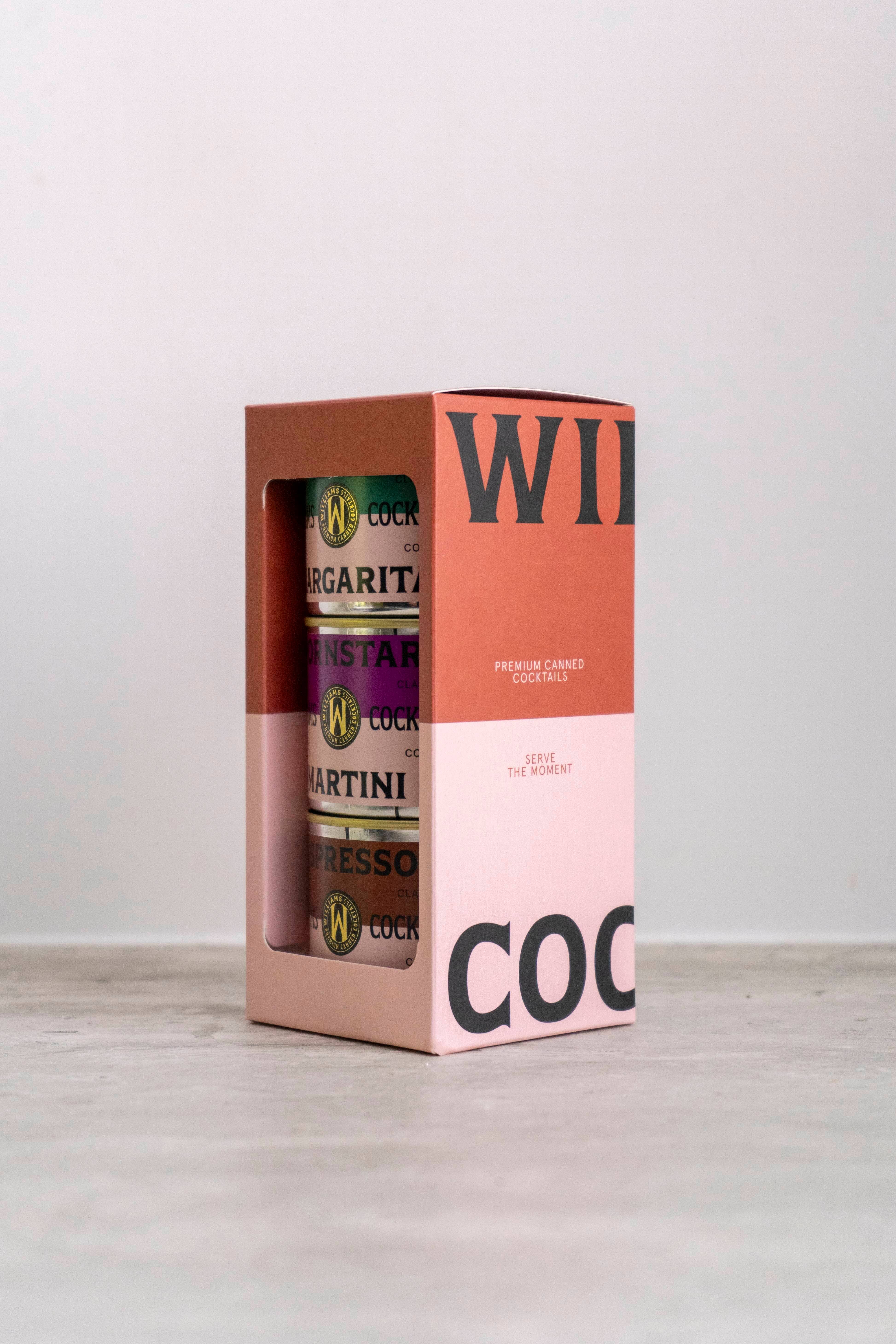 Williams Premium Canned Cocktails - Wholesale Cocktail Mix/Syrup - Gift packaging including 3 cocktails (PSMA, ESMA, MRGA)8