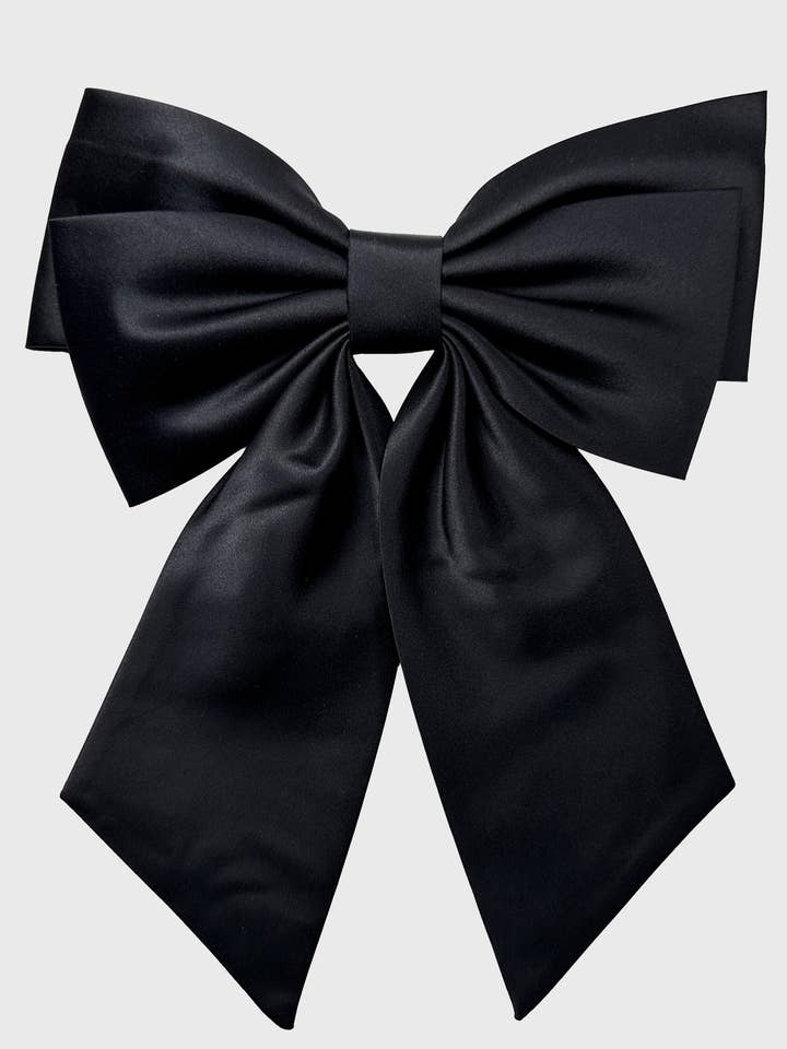 Big Bow - Pinza para el pelo negra con doble lazo grande de satén para venta al por mayor de Filippa Firenze
