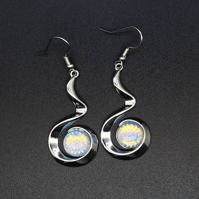 Mio Queena - Wholesale Dangle Earrings - Geometric Dangle Earrings Inlaid with Natural Stone - CS5