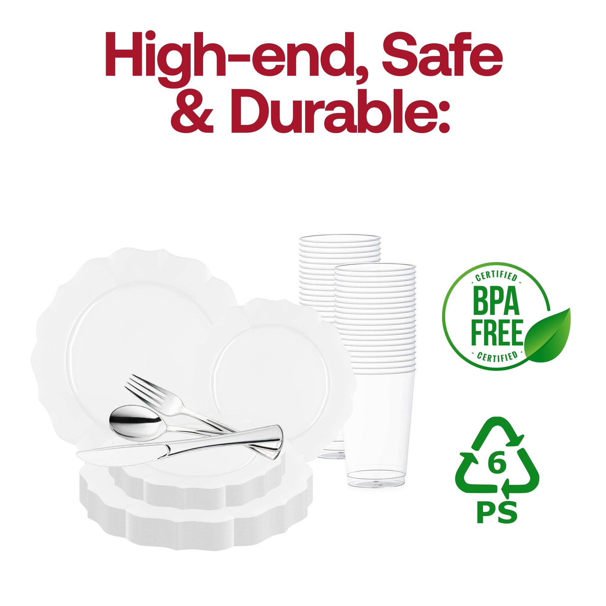 Smarty had a Party - Wholesale Dinnerware Set - Pearl White Round Lotus Wedding Value Set - 60 Sets3