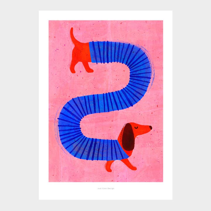 Just Cool Design - Wholesale Art Print - Very Long Dachshund | A4–A3 Funny Dog Illustration Print1