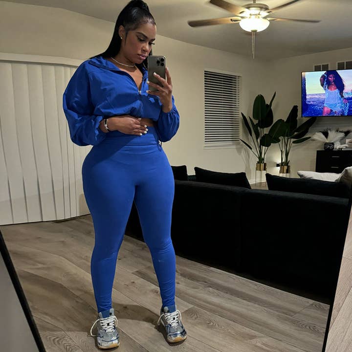 Lily Clothing - Wholesale Top & Pant Set (NOT Loungewear) - Women's - Drawstring Crop Top High Waist Skinny Pants Set15