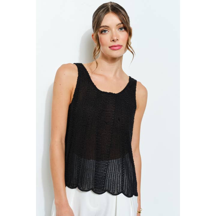 INA - Wholesale Blouse - Women's - All Over Beaded Scallop Hem Sleeveless Top10