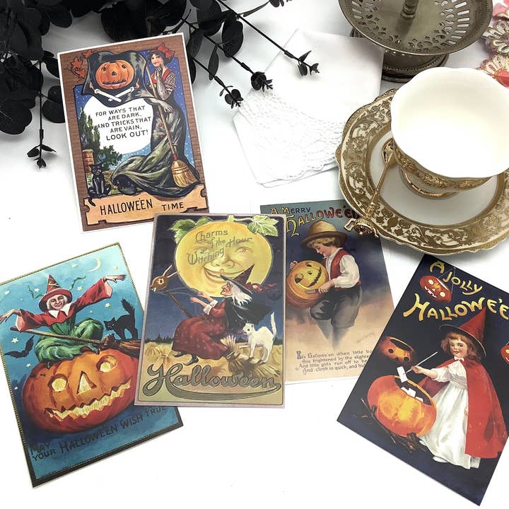 All Little Cute Things - Wholesale Tea Bags - Vintage Halloween Postcard with imported pumpkin tea packet4