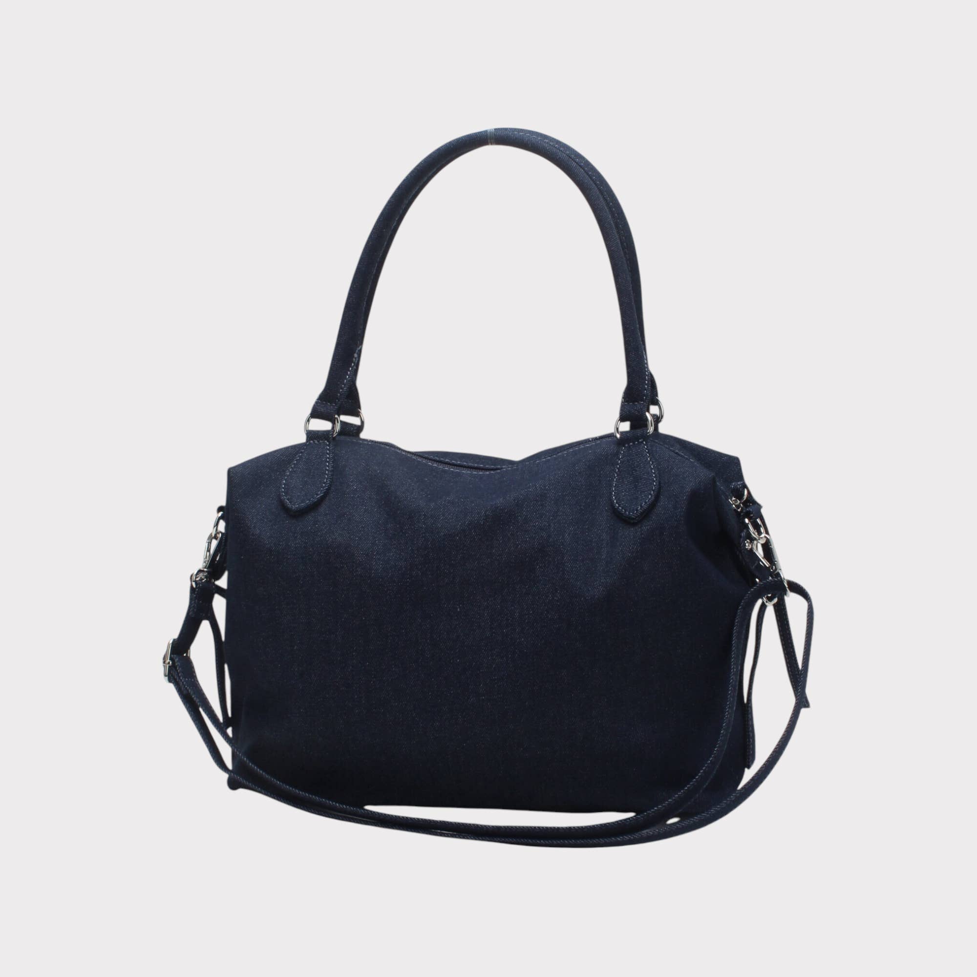 BESTINI - Vente Sac porté épaule – femme -  Sac bowling vintage avec multiple zip, effet jeans5