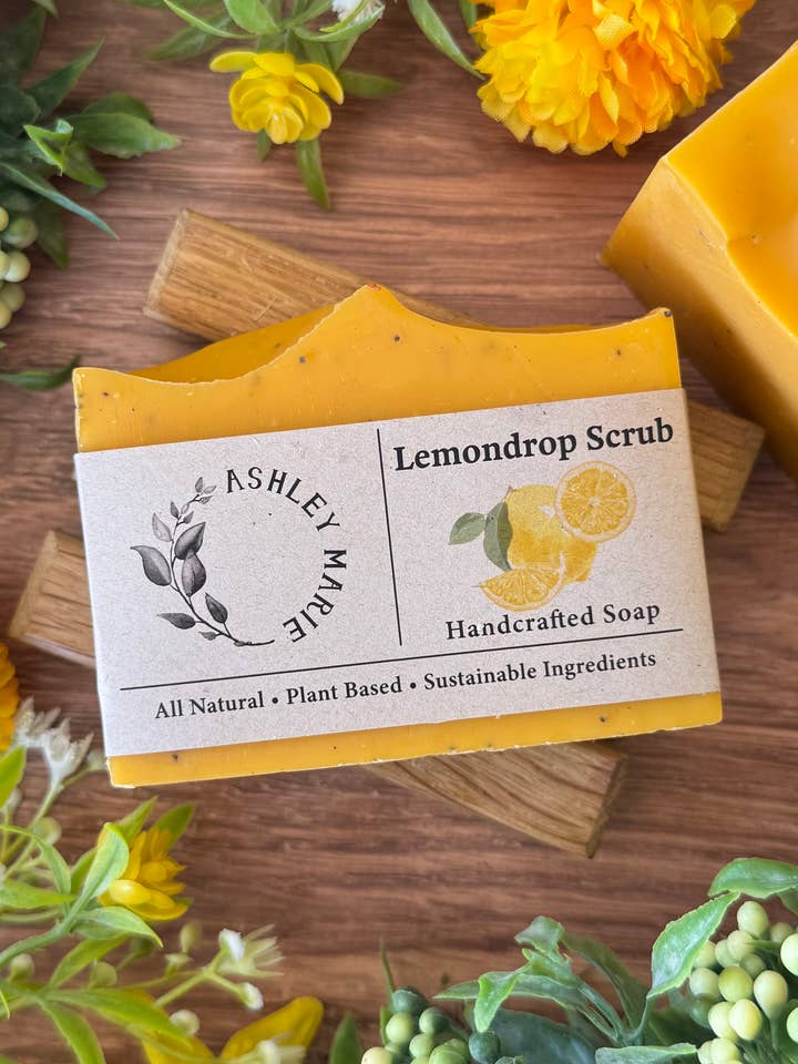 Lemondrop Scrub Bar Soap | Exfoliating Handmade Artisan for wholesale by Ashley Marie Soap