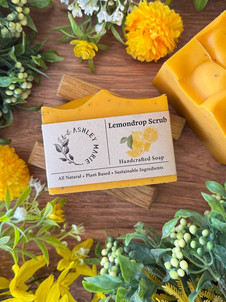 Lemondrop Scrub Bar Soap | Exfoliating Handmade Artisan for wholesale by Ashley Marie Soap