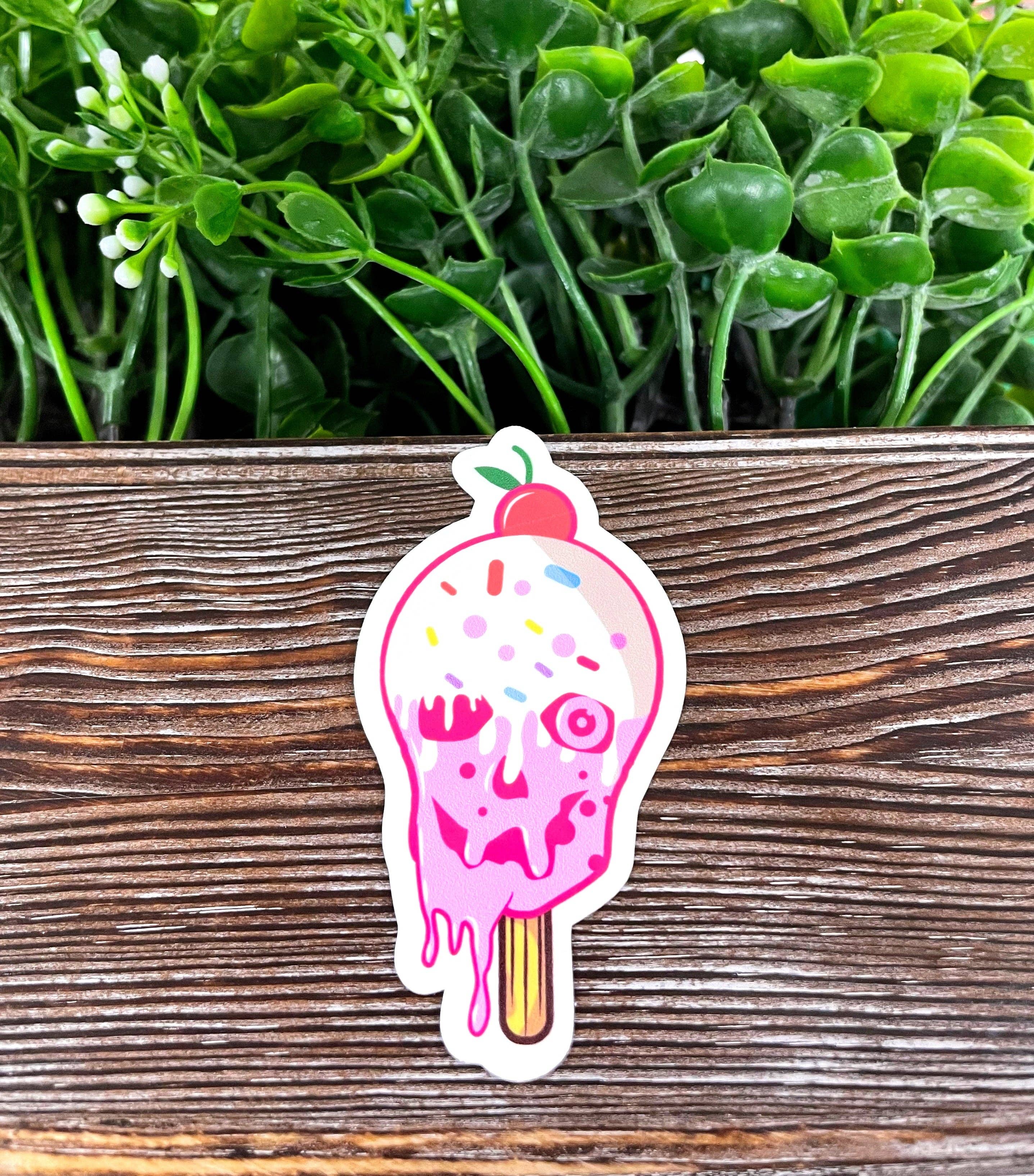 Handmade by Marlayna - Wholesale Sticker - Creepy Pink Ice Cream Stick, Die Cut Sticker, Graphic Art Vinyl, , Boho Fun |Sticker or Magnet3