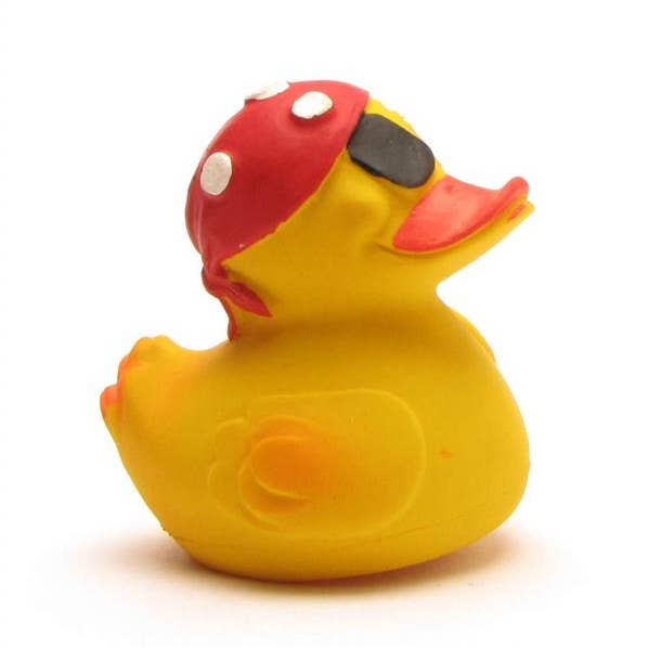 Duckshop - Vente Jouet pour le bain – bébé - Canard pirate en caoutchouc avec bandana rouge - canard en caoutchouc1