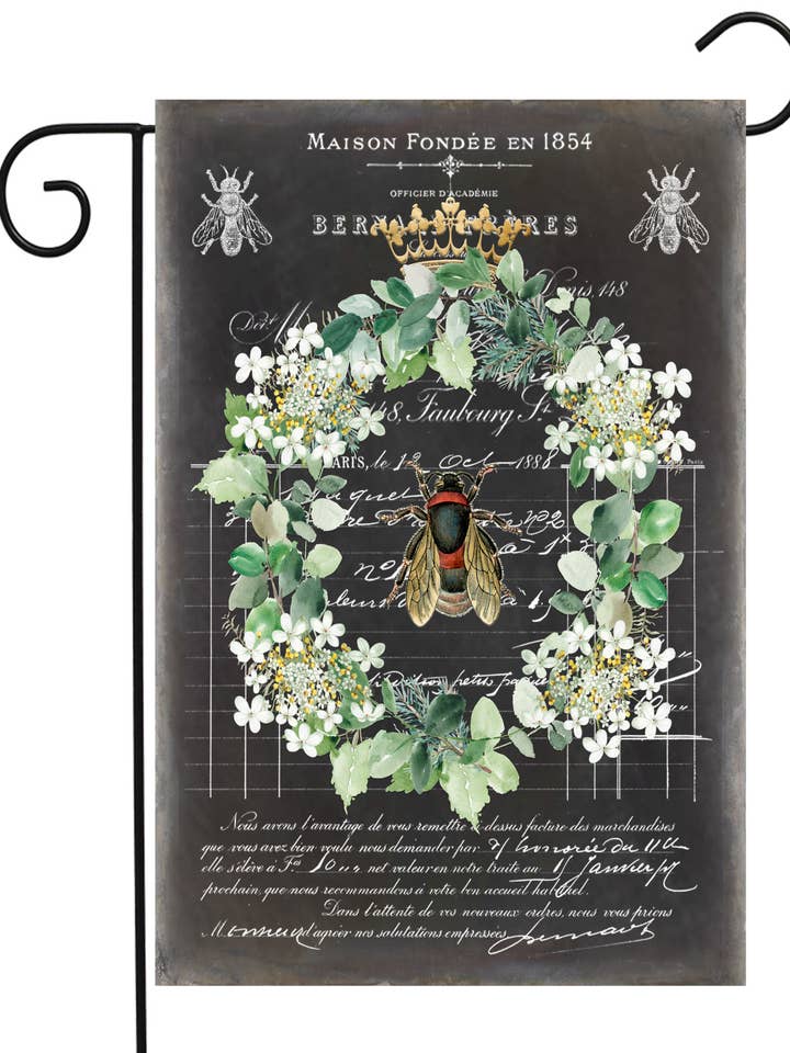 Bandera de jardín con forma de corona de abejas #G2413 para venta al por mayor de Happy Cow Lawn Decor