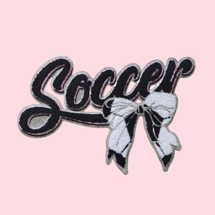 Patch en chenille à repasser Soccer Bow pour la vente par Rosie Posie Patches