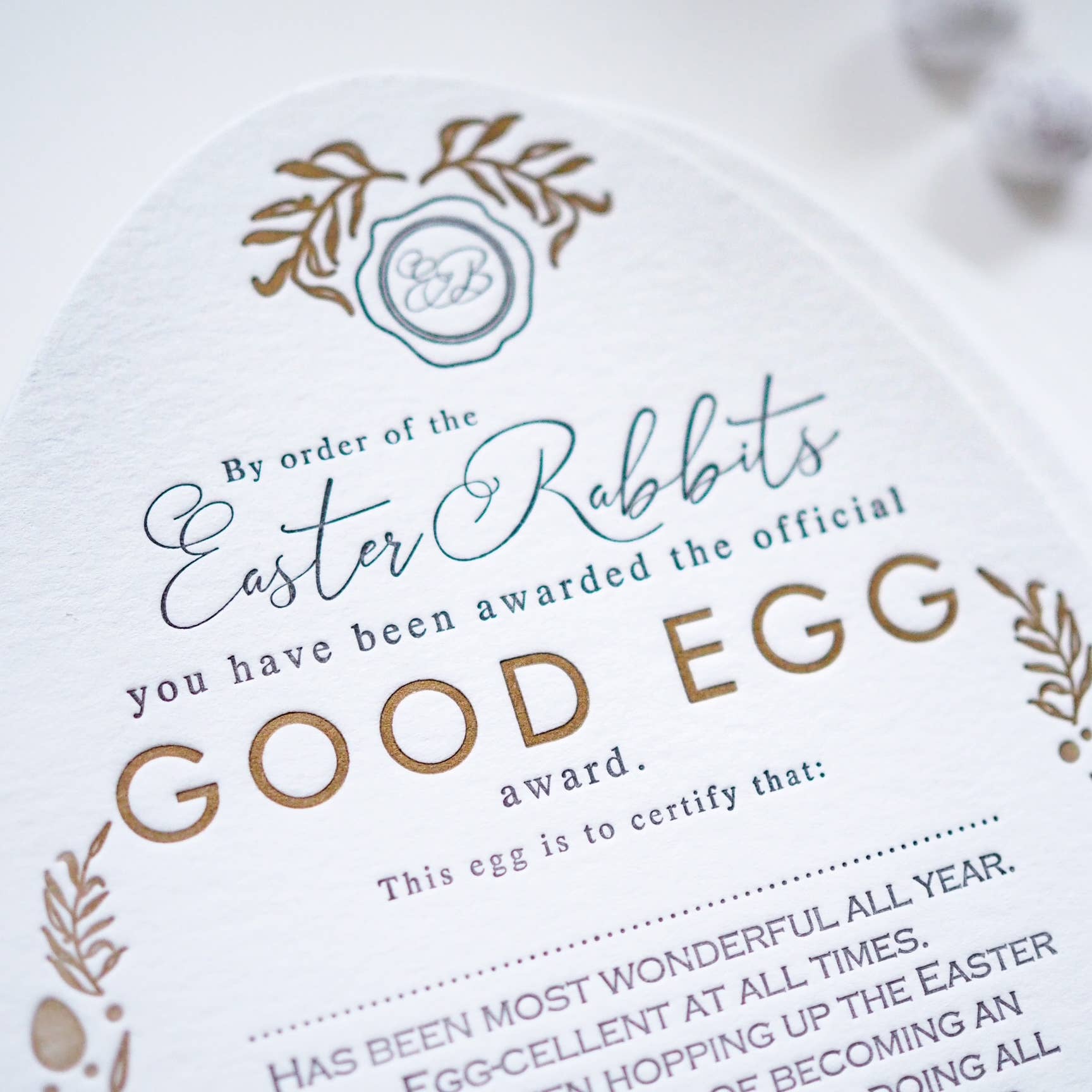 soch and co – wholesale Easter card – Good egg Easter certificate4