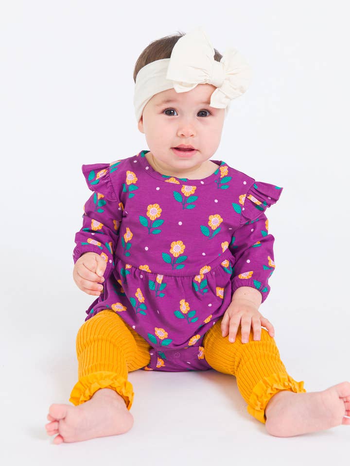 Jaune Collants sans pieds à volants en maille côtelée caramel pour filles en vente sur Faire5