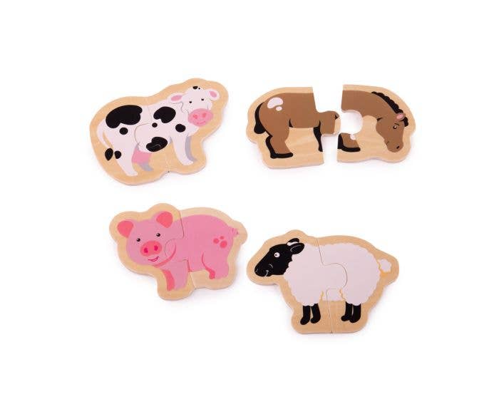 Bigjigs Toys - Wholesale Puzzle - Kids - Two Piece Puzzles - Farm0
