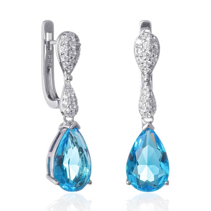 Sterling Silver Light Blue Drop Earrings for Women for wholesale by Namana