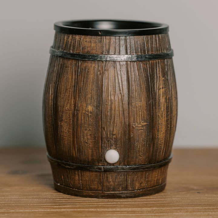 "Bourbon Barrel" Wax Warmer, Including Safety Timer for wholesale by The Candleberry Candle Company