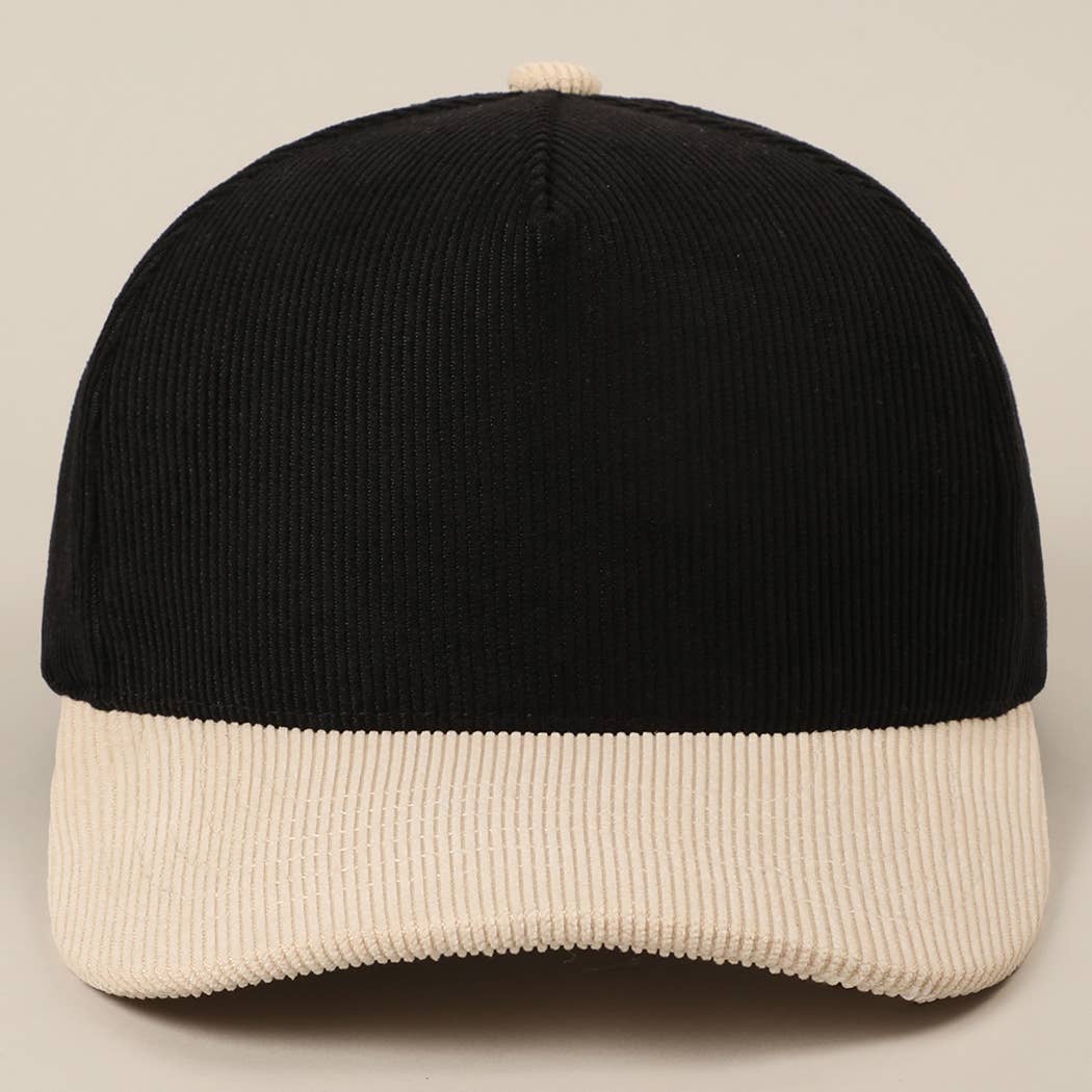 Fashion City - Wholesale Baseball Cap - Unisex - Plain Two Tone Corduroy 5 Panel Trucker Hat28