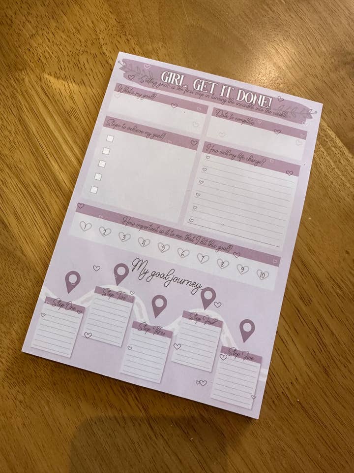 Girl Get It Done! A5 Desk Pad for wholesale by The Bouncing Berner