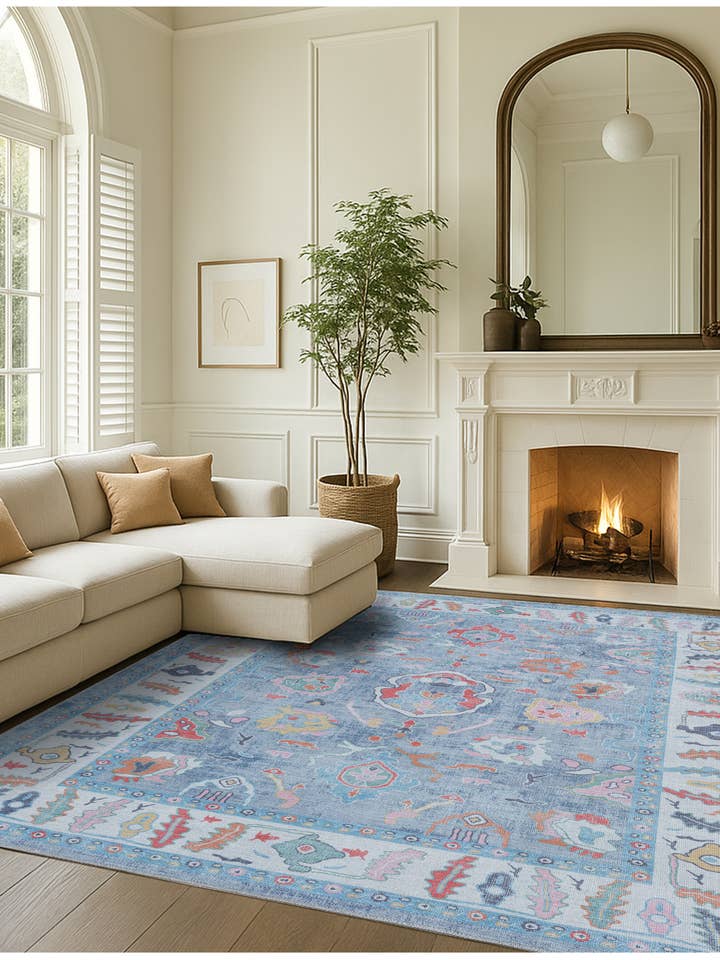 Tappeto Moderno Oushak Blu Sfumato Tappeti da Area Tappeto Passatoia Zerbino per la vendita all'ingrosso da parte di Fame Living