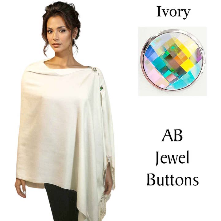 The Magic Scarf Company - Wholesale Poncho – Women's - 534 - Cashmere Feel Button Poncho/Shawls/Jeweled1