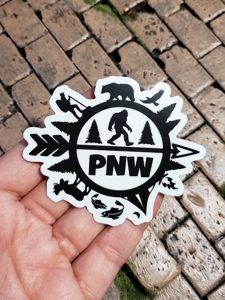 Adesivo in vinile, motivo: Pacific Northwest, bottiglia d'acqua, laptop, agenda, bujo, regalo, impermeabile, opaco per la vendita all'ingrosso da parte di Misty Figs
