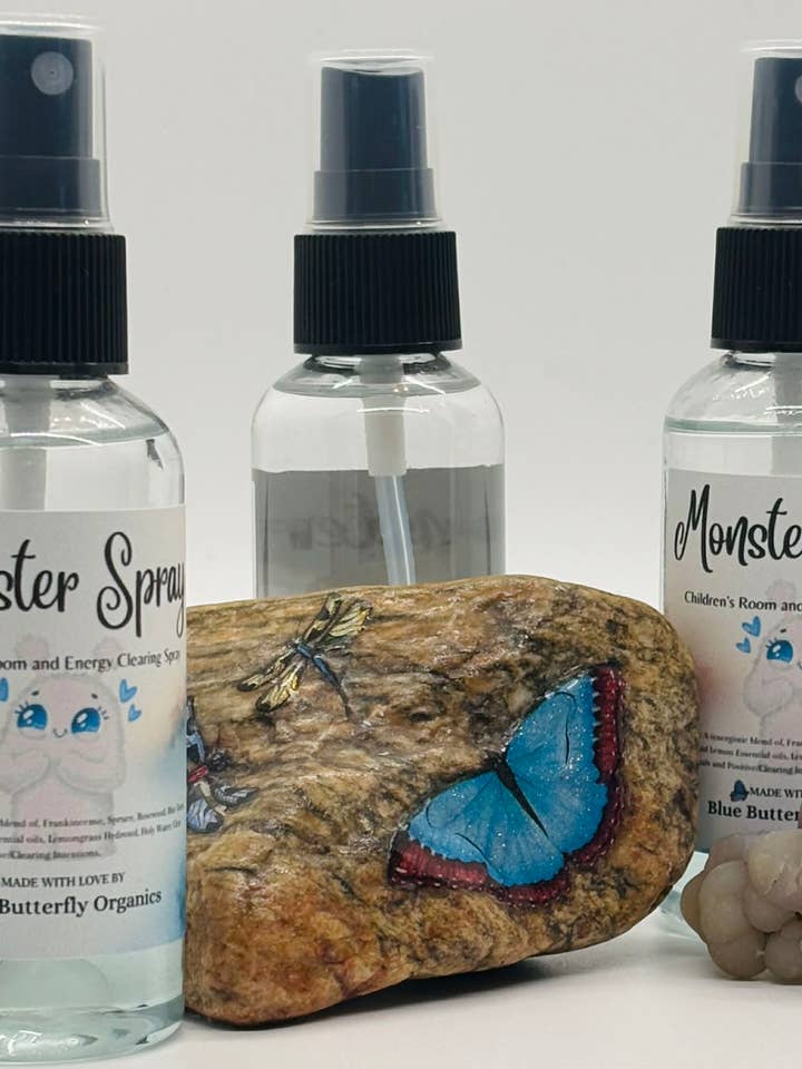 Blue Butterfly Healing & Organics, Monster Spray, Children's Room and Energy Clearing Spray with Essential Oils, 2 fl. oz. for wholesale by Blue Butterfly Healing & Organics LLC