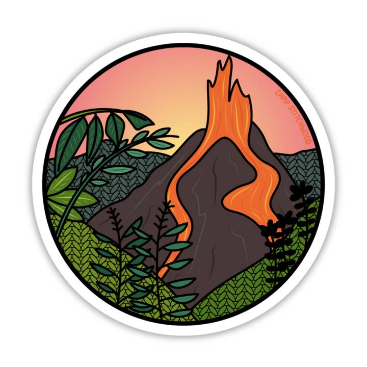 Hawai'i Volcanoes Knitional Park Sticker for wholesale by Camp Stitchwood
