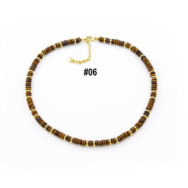 Jewel Pledge - Wholesale Snap Jewelry - Multicolor Rondelle Bead Necklace With Gold Spacers,MCN01-065