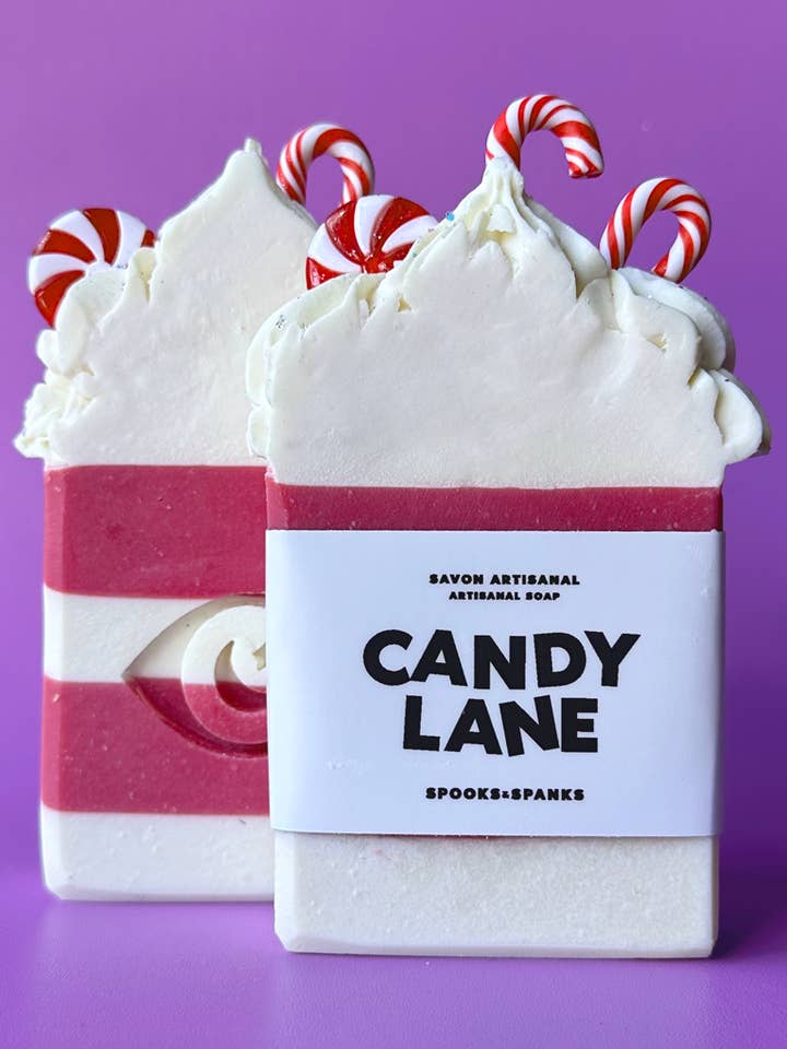 Candy Lane Soap Bar - Sweet mint + vanilla for wholesale by Spooks & Spanks